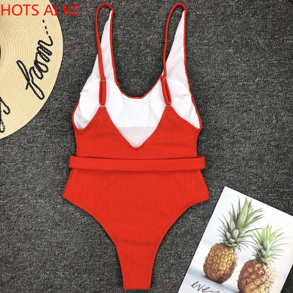 

Siamese Swimsuit Women One Piece Pure Color Swimwear Push Up Padded Beachwear Maillot