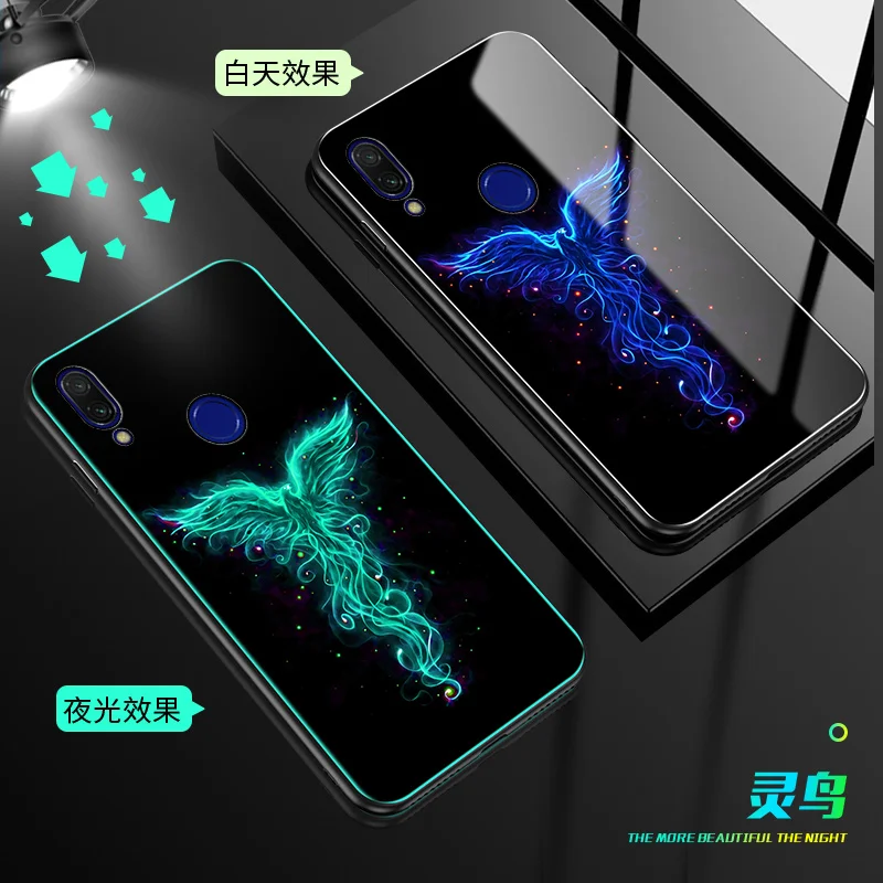 2 SemgCeKen светящийся чехол из закаленного стекла для Xiaomi Redmi Note 7 8 pro 8pro 7s 7pro note7 note8 3d роскошный чехол для телефона - Цвет: 2