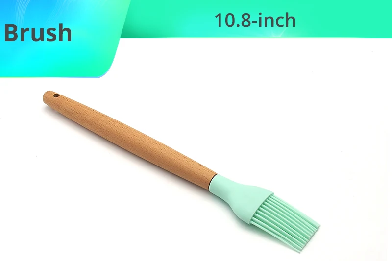 Brush Силиконовая кухонная утварь-деревянные ручки, антипригарная не царапающаяся и термостойкая кухонная посуда кухонные инструменты - Цвет: Brush