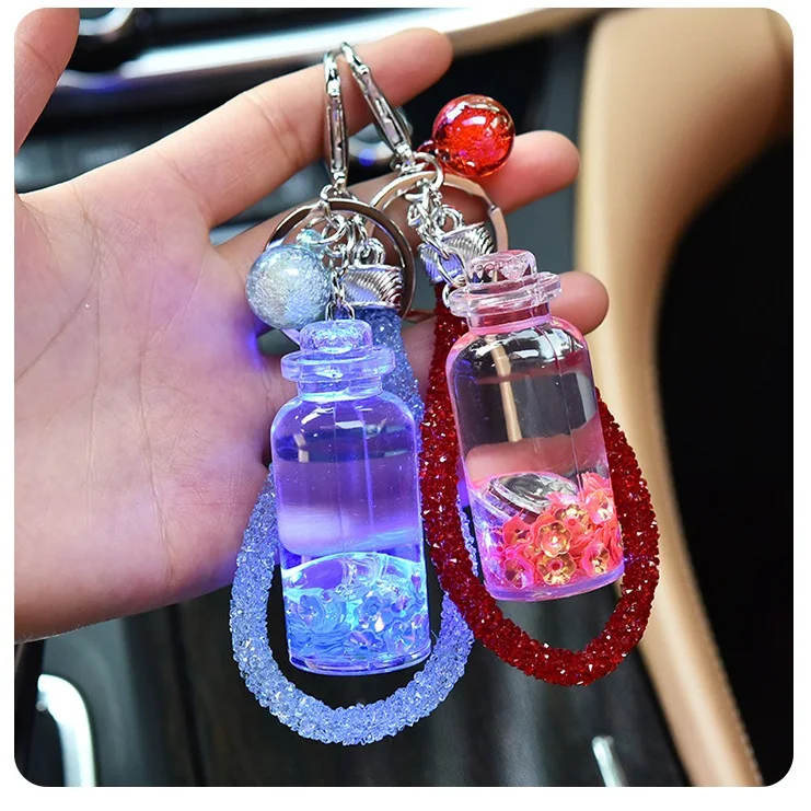Новинка брелок с жидкостью светящийся зыбучий песок бутылка желаний для женщин