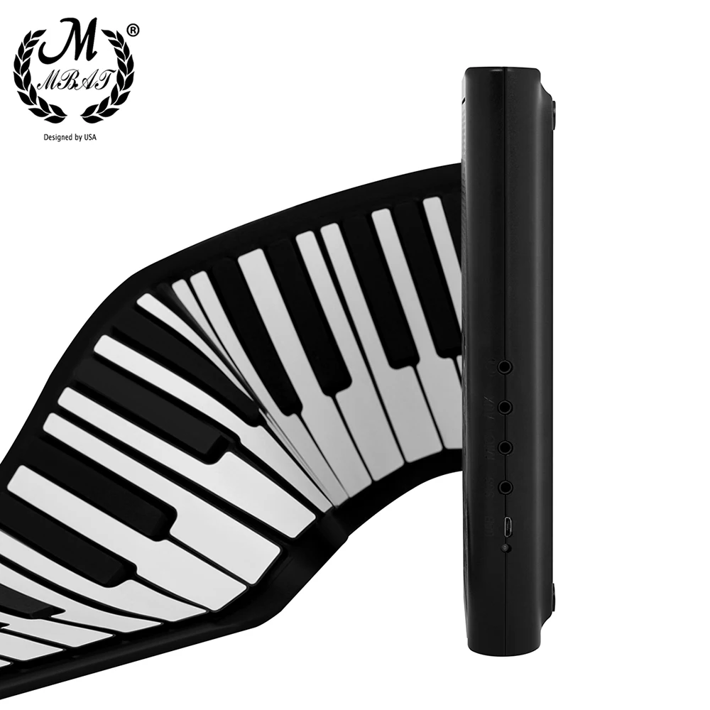 M MBAT Portable Foldable Hand Roll Up Piano 61 Keys Silicone Flexible Soft Keyboard Electronic Piano Kid Education Instrument enlarge