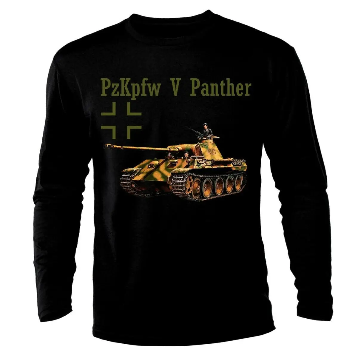 

PzKpfw 5 Panther Tank Panzer WW2 Army War Wehrmacht Long Sleeve Men Casual T-Shirt Cotton men clothing customized products