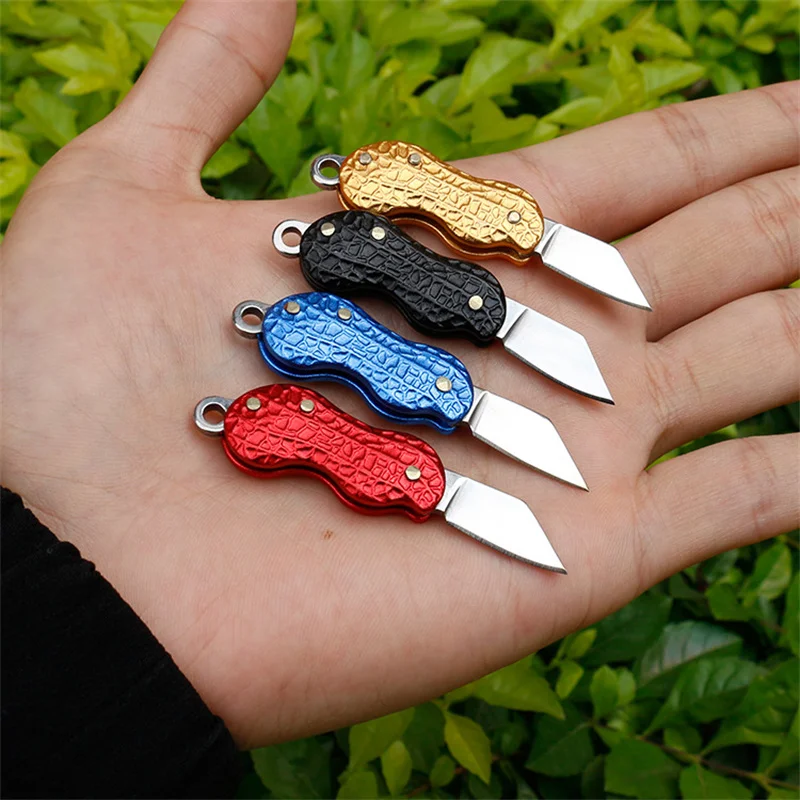

2021 New Outdoor Mini Portable Knife Fold Camping Pocket Keychain Outdoor tool Self-defense Peanut knife EDC tool