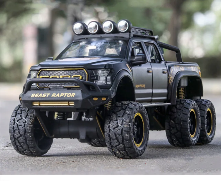 Горячая Распродажа 1:28 Новинка Ford F150 Raptor модель сплава, литье под давлением звук и светильник обратно к модели автомобиля, Изысканные Подарки