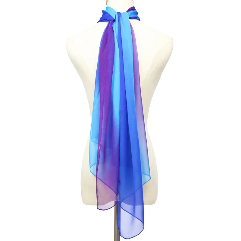 

AMYO Gradient Chiffon Silk Scarf Ladies Rainbow Georgette Tulle Scarves for Women Folard De Femme