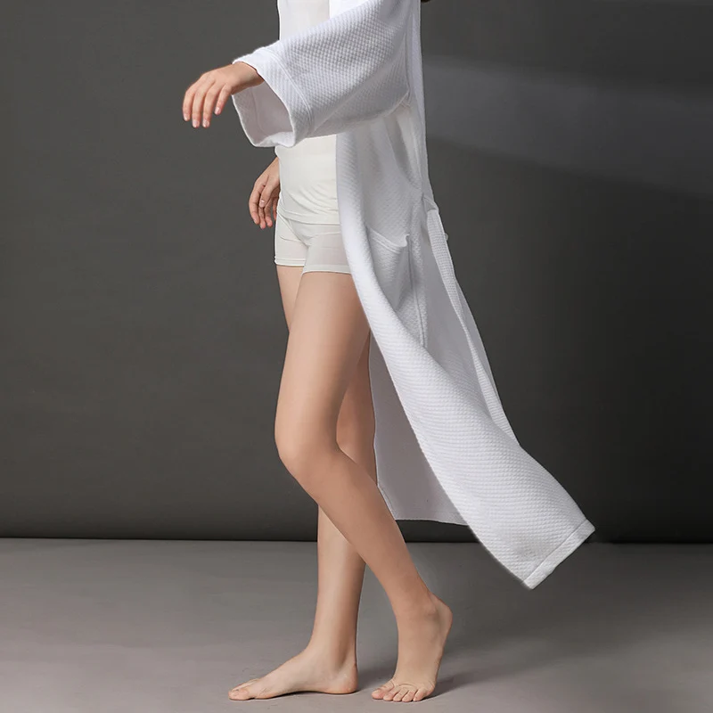 2020 Новое весенне осеннее белое хлопковое вафельное банное платье для женщин плюс