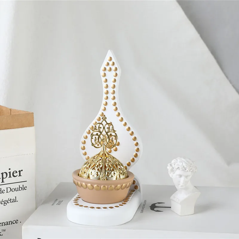

2021 Resin Incense Burner Arabic Elements Ornaments Crafts Candle Holder Metal for Home Decor Muslim Christmas GIfts Cone Conser