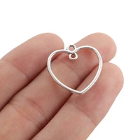 20pcsset fashion sliver color alloy hollow heart charms pendant for diy earrings necklace making handmade jewelry findings