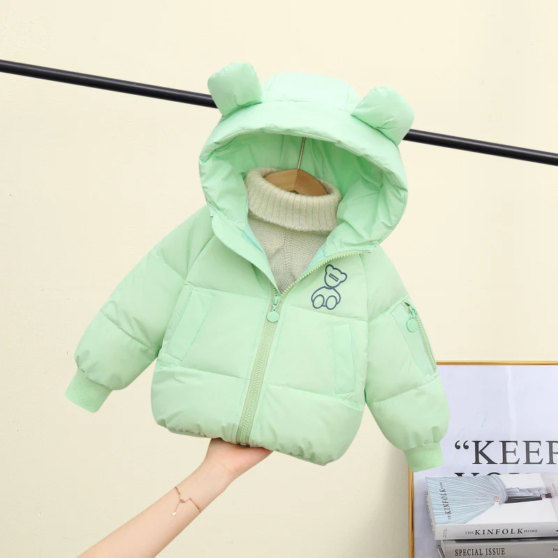 

Girls Baby's Kids Down Jacket Coat 2021 Bear Warm Plus Thicken Winter Autumn Cotton Outerwear Zipper Children's Clothing