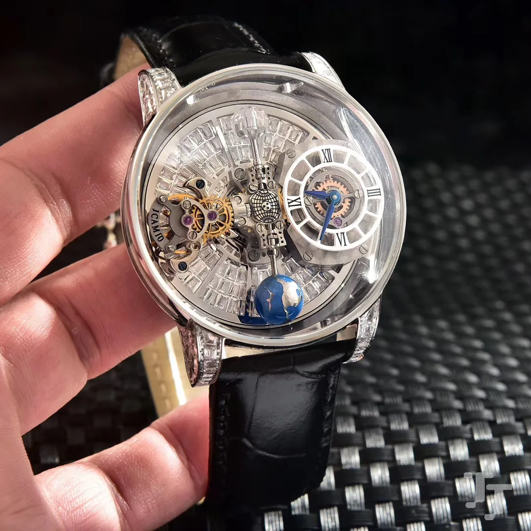 

Luxury New Japanese Quartz Mens Watches Top Brand Runway European Designer Leather Tourbillion Watch Diamonds Sapphire Glass
