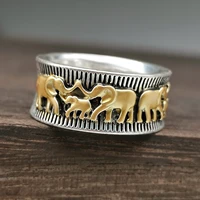 women men classic punk animal elephant little elephant ring ancient silver two color gold plated trend ins hot sale couple ring