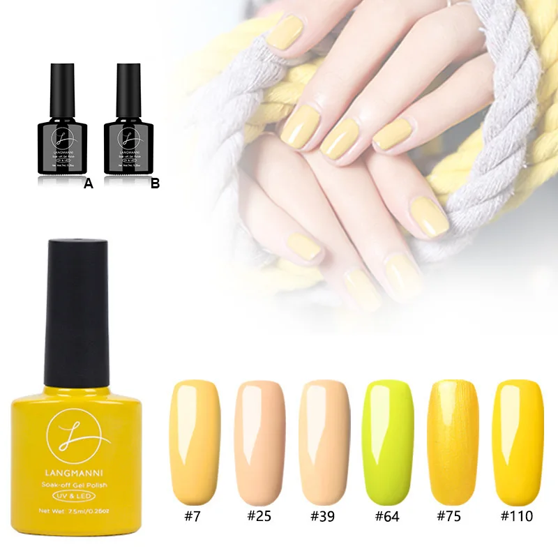 Гель-лак для ногтей цвет желтый сухая УФ-лампа t6 | Красота и здоровье