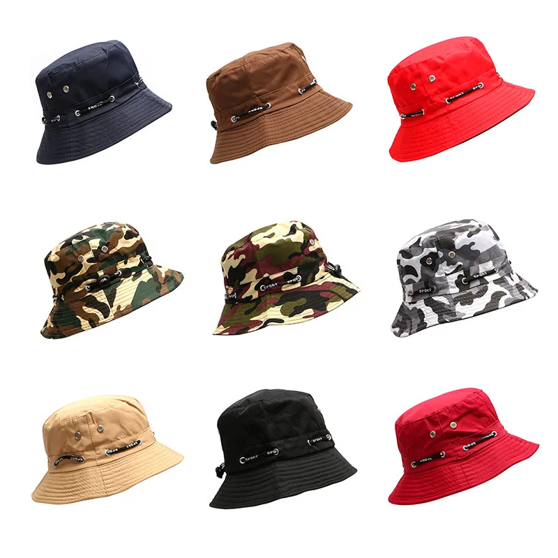 

Black Solid Bucket Hat Unisex Bob Caps Hip Hop Gorros Men Women Summer Panama Fisher Hat Beach Sun Fishing Boonie Hat