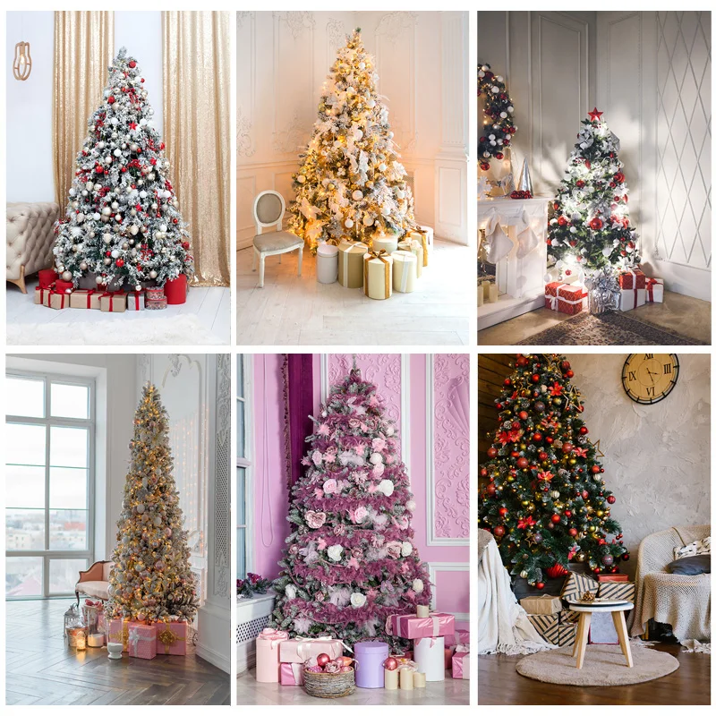 

SHUOZHIKE Christmas Indoor Theme Photography Background Christmas tree Backdrops For Photo Studio Props 21520 YDH-04