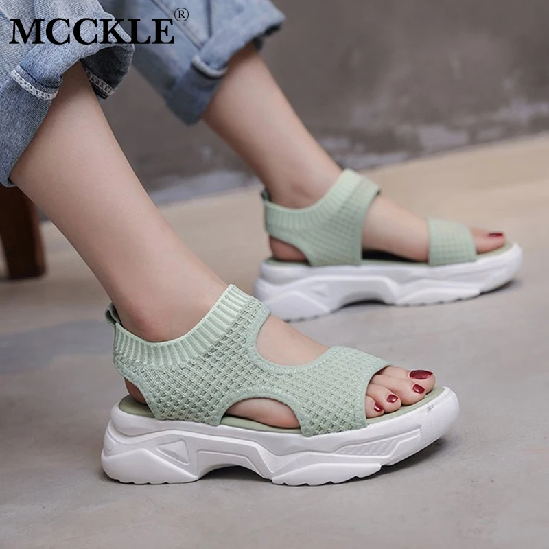 MCCKLE / женские сандалии с открытым носком женская дышащая обувь на резинке сеткой