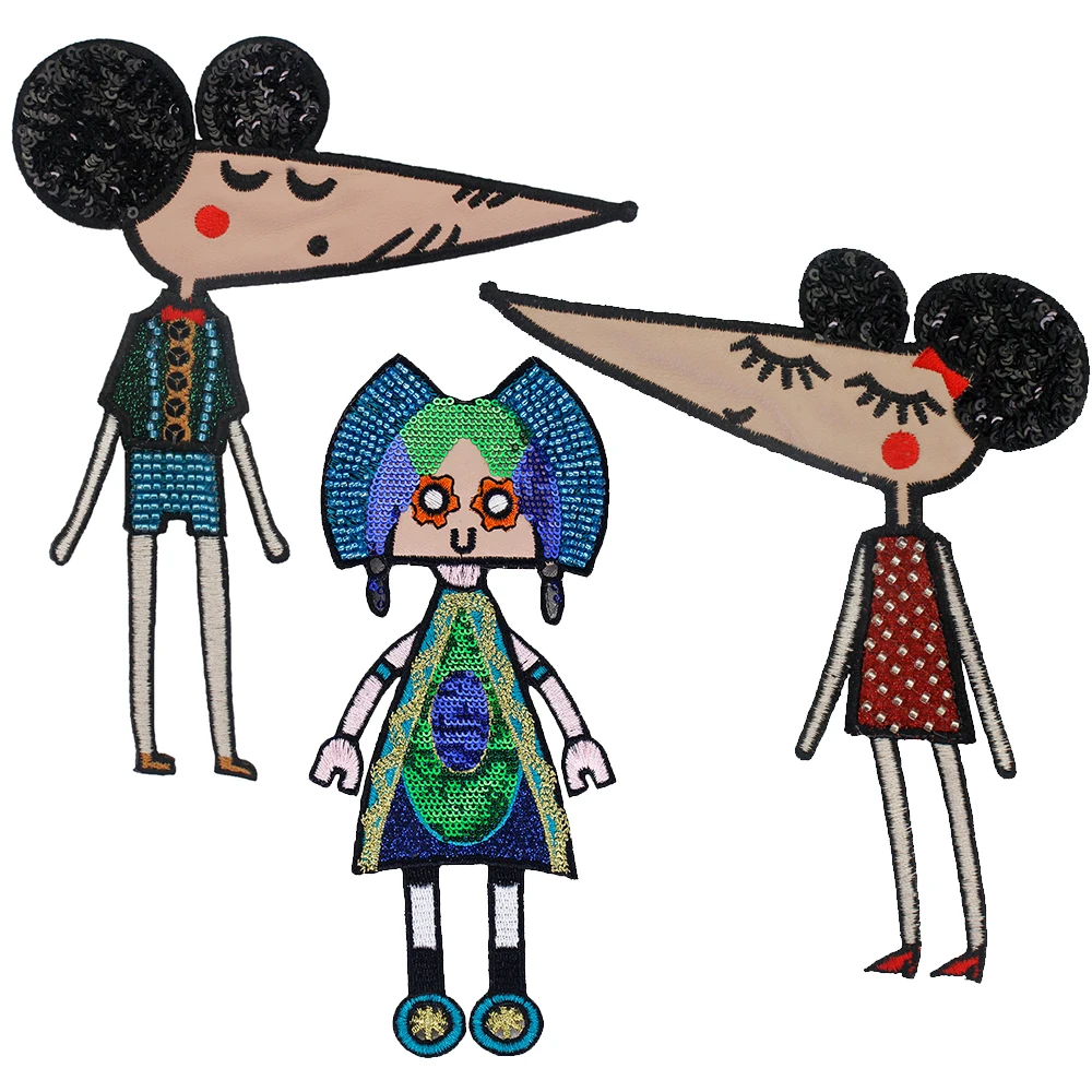 Нашивки с блестками для одежды вышивкой в виде робота 1 комплект нашивки