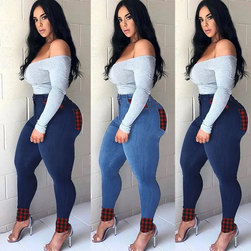 

Hip hop ladies jeans high waist jeans casual trousers hot selling jeans cuffed pants slim jeans women stitching trousers