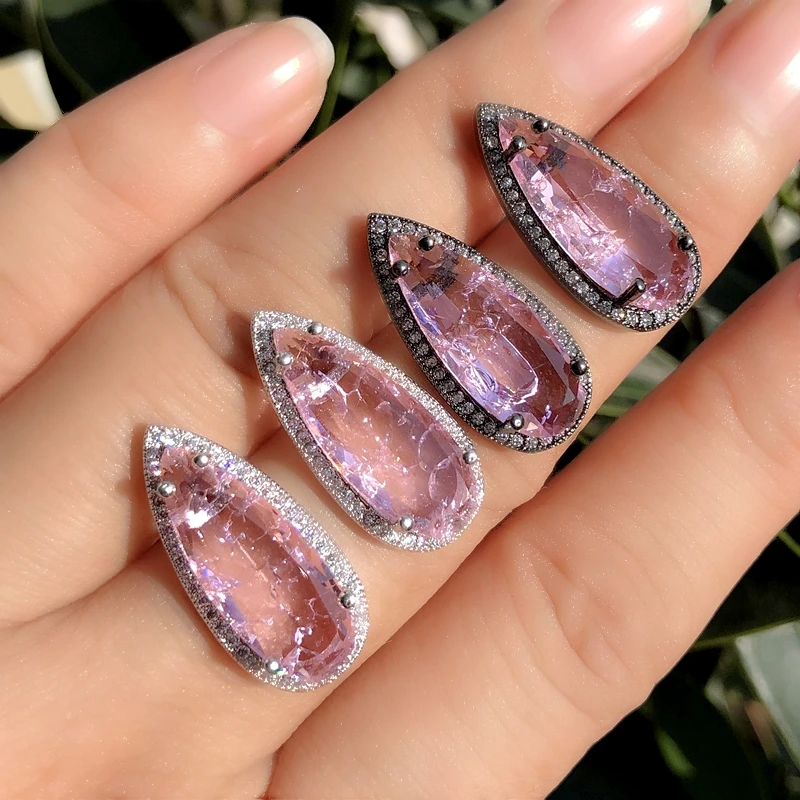 Серьги в виде капли воды ярко-белые Винтажные серьги с зеленым прозрачным