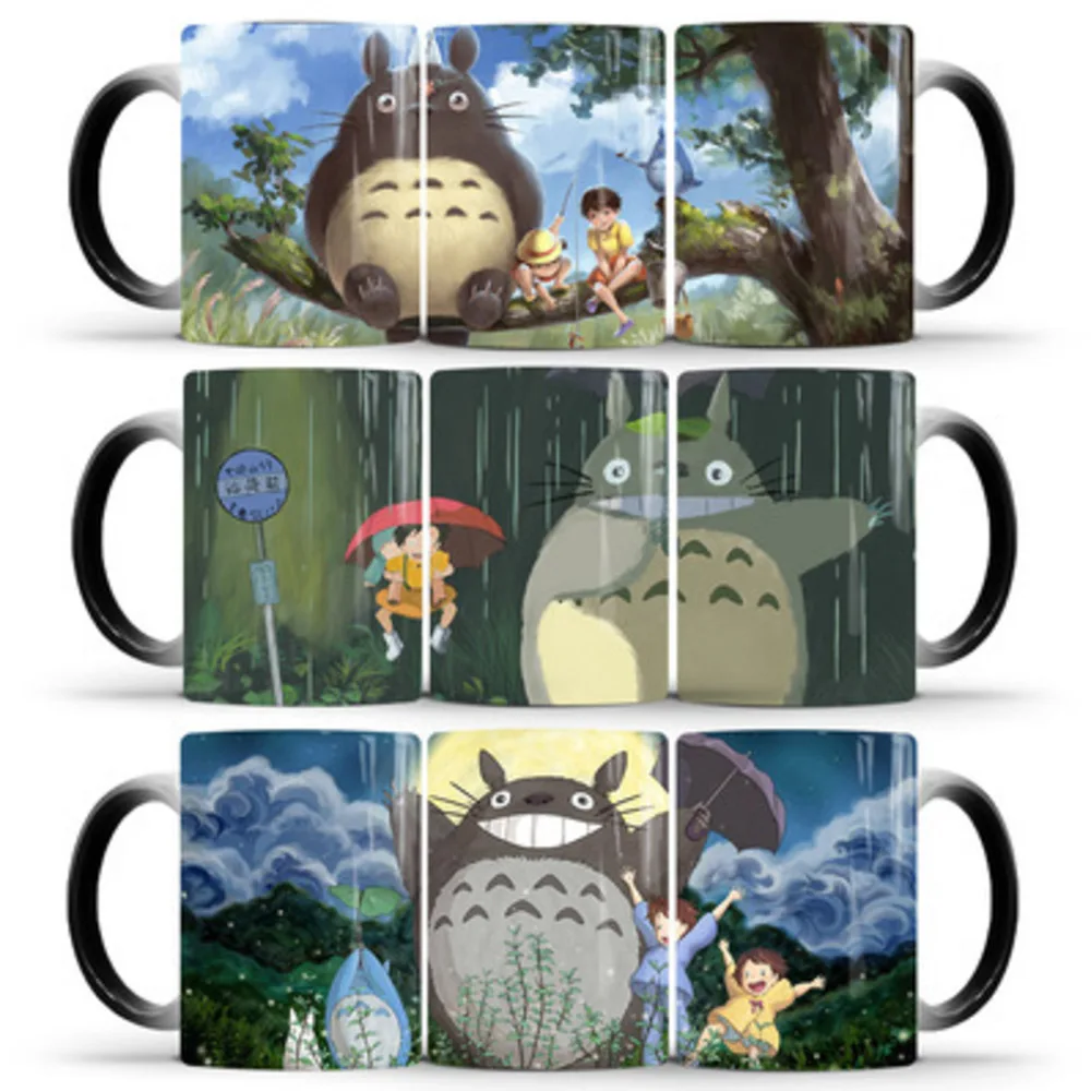 Tazas con tem&aacute;tica de Totoro, para la temperatura con decoloraci&oacute;n vaso de cer&aacute;mica, zumo de fruta, leche, caf&eacute;, regalo de cumplea&ntilde;os y Navidad, novedad-0