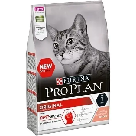 Сухой корм Purina Pro Plan для взрослых кошек от 1 года с лососем Пакет 3 кг|Кошачий сухой