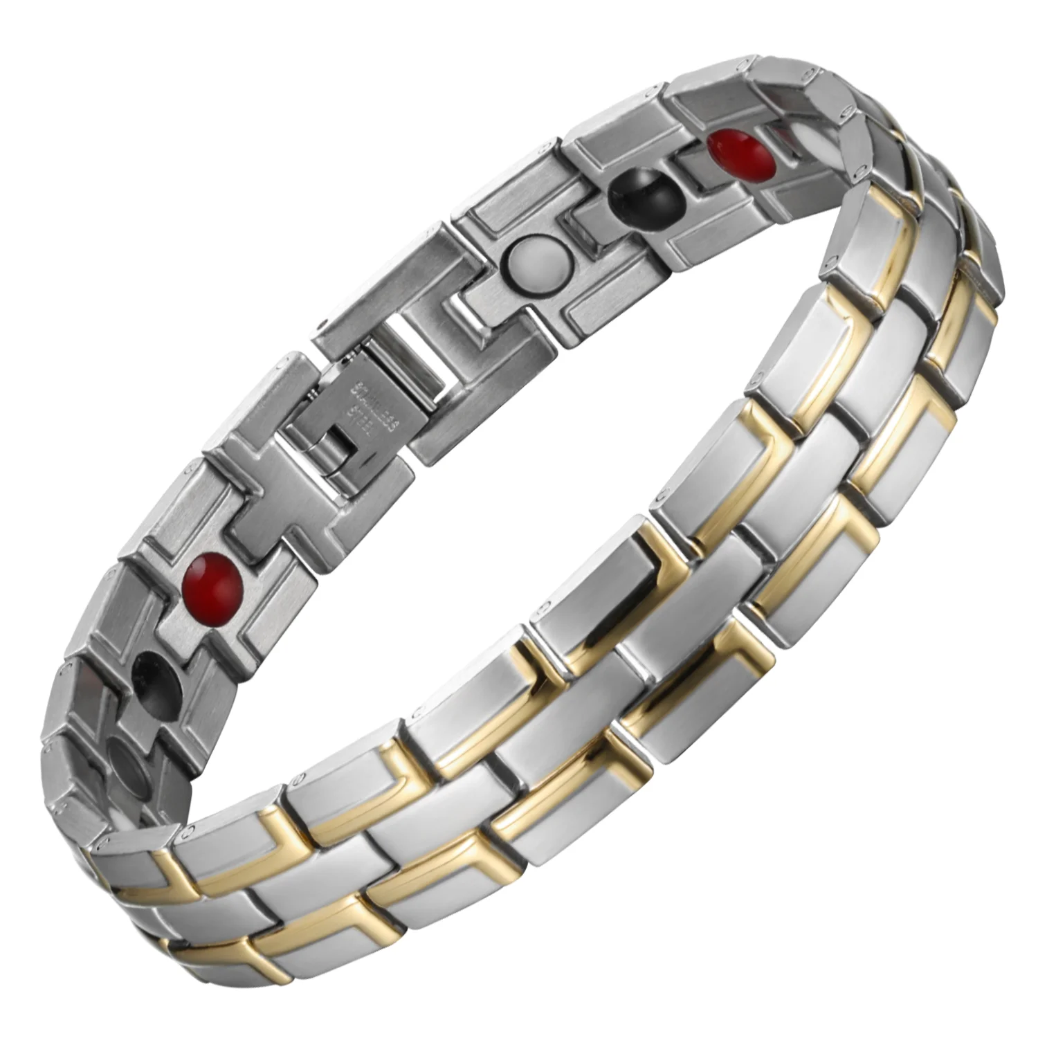 

Magnetic Infrared Germanium Negative Ion 4-in-1 Healing Bracelet Health Gold Plating Jewerly Stainless Steel Pain Relief