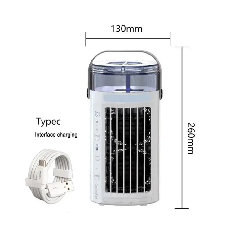 

Mini Portable Air Conditioner Cooling Multifunctional Refrigeration Fan Water-cooled Electric USB Air Cooler Desktop Fan