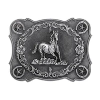 mens vintage style belt buckle antique silver color horse square buckle 10x7 2cm