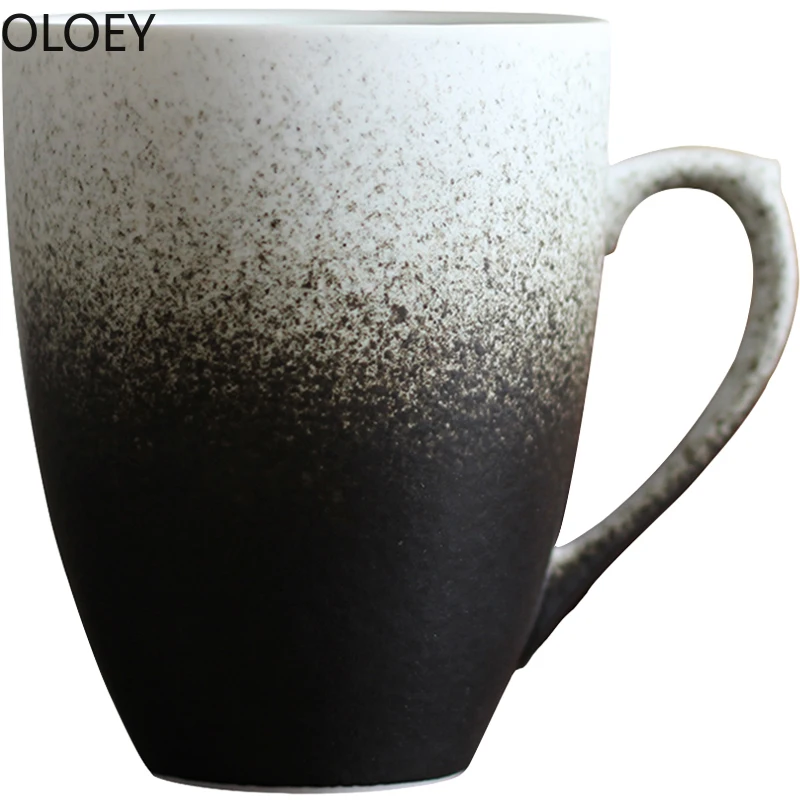 Ретро японская кофейная кружка креативная с ложкой ручная керамическая чашка