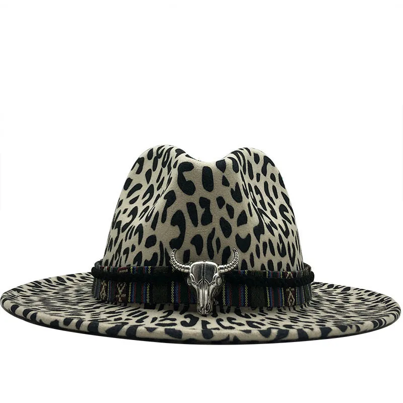 6pcs Leopard Print Cowboy Hat Fedoras in Bulk Male Female Caps Men's Women's Cap Felt Fedora Hats For Women Men Woman Man Winter