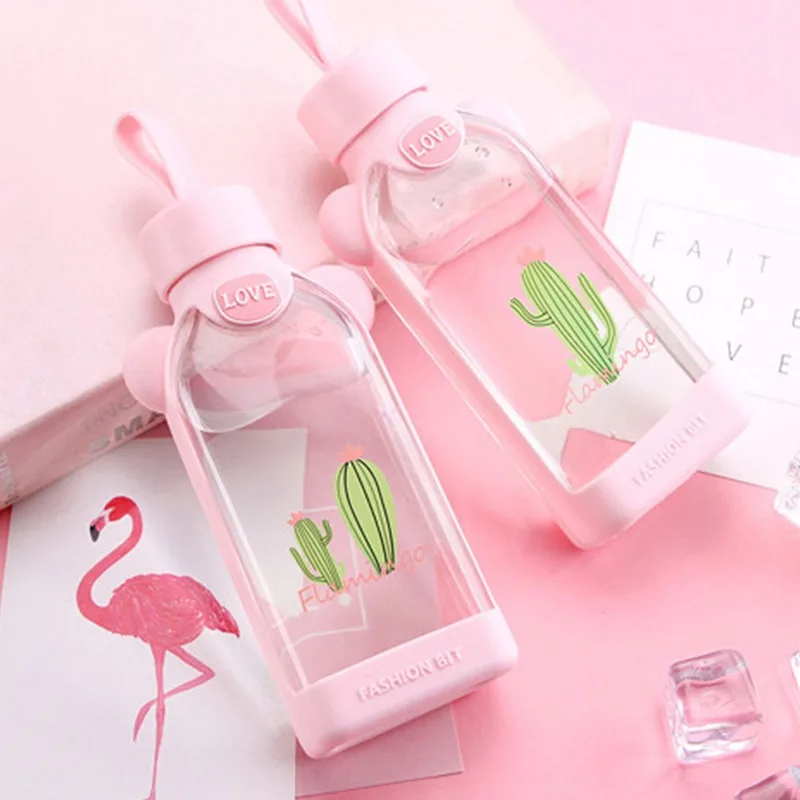 2021 стеклянная бутылка для воды узор цветущей сакуры прозрачная креативная