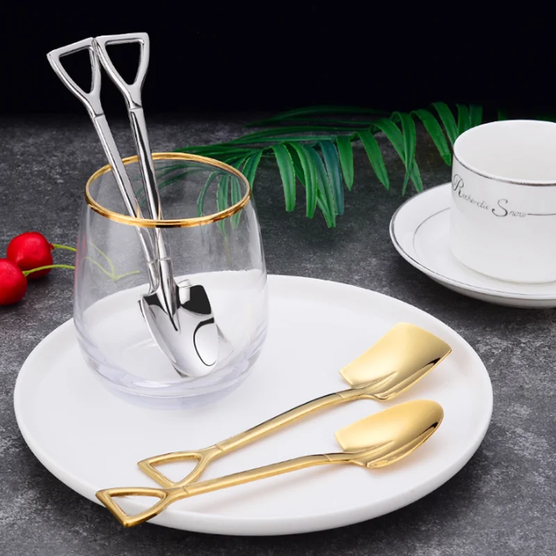 4PCS Coffee Spoon Cutlery Set Stainless Steel Retro Iron Shovel Ice Cream Scoop Creative Tea-spoon Kitchen Tableware | Дом и сад