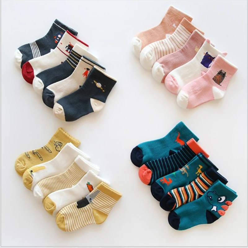 Партия из 5 пар на осень зиму весенние детские коттоновые носки Носки для