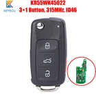 Keyecu KR55WK45022 сменный Выкидной дистанционный Автомобильный ключ 315 МГц ID46 для Volkswagen VW Touareg 2004 2005 2006 2007 2008 2009 2010