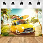 Nitree желтый роскошный фон с автомобилем Летний пляж тропических и во время путешествий Солнечный фон кокосовое дерево фон для фотографии