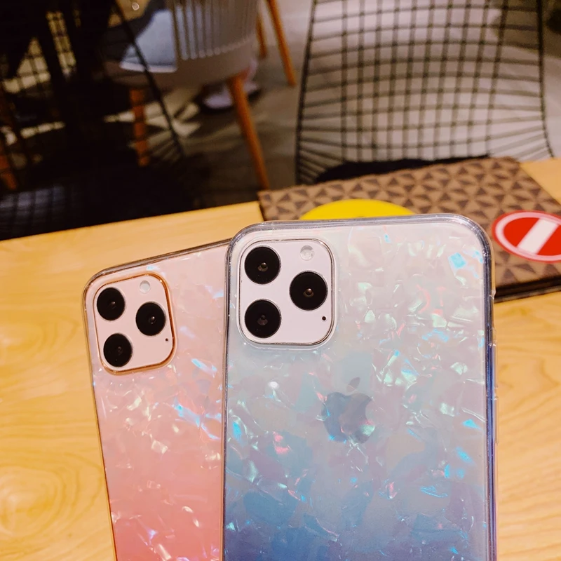 Для iPhone 6 6s 7 8 Plus 10 X XS XR 11 Pro Max Gradient Pearl marble Радужное покрытие из мягкого силикона с