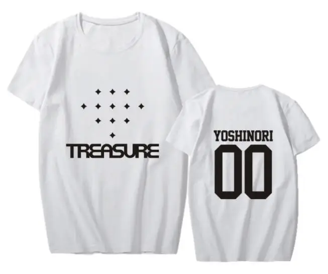 

Summer kpop treasure debut member name printing t shirt unisex o neck short sleeve t-shirt black/white