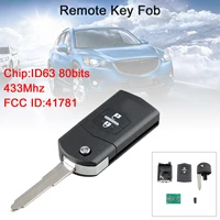 433mhz 2 buttons flip car remote key keyless entry replacement id63 80bit chip 41781 fit for 2006 2009 mazda 3 bt 50 2006 2013