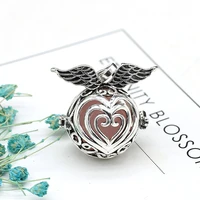 new necklace pendant natural stone heart angel wing cage pendant for jewelry making diy necklace bracelet gift jewelry accessory