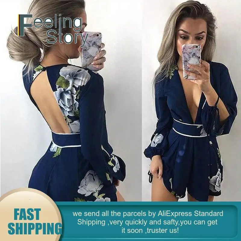 Boho сексуальное боди Цветочный принт женские комбинезон шорты спинки костюм