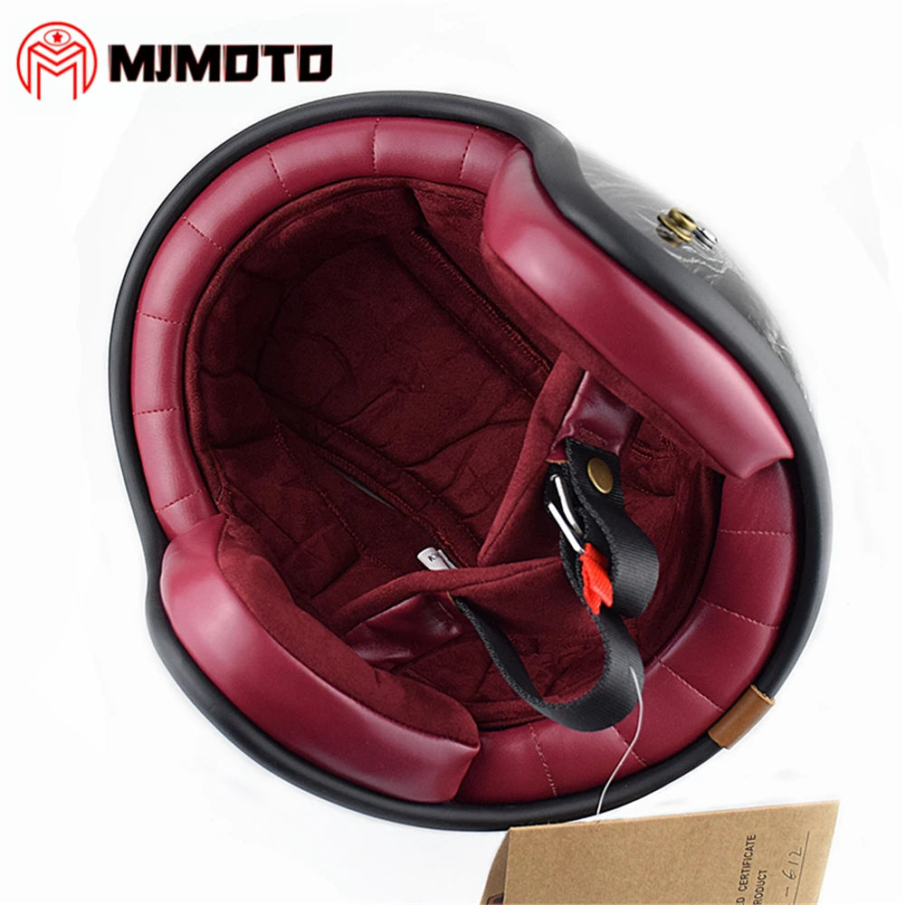 Винтажный мотоциклетный шлем MJMOTO 3/4 из стекловолокна для мотоциклистов