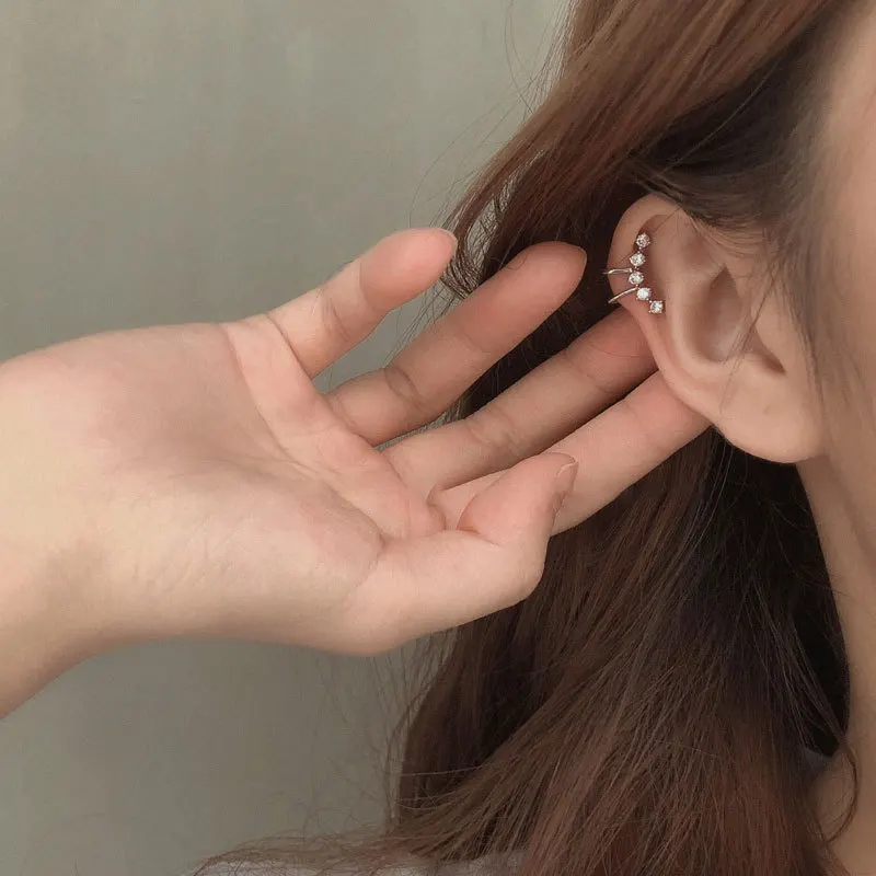 

FMILY Minimalist 925 Sterling Silver Micro-inlaid Zircon Without Pierced Ear Bone Clip Fashion Jewelry for Girlfriend Gift