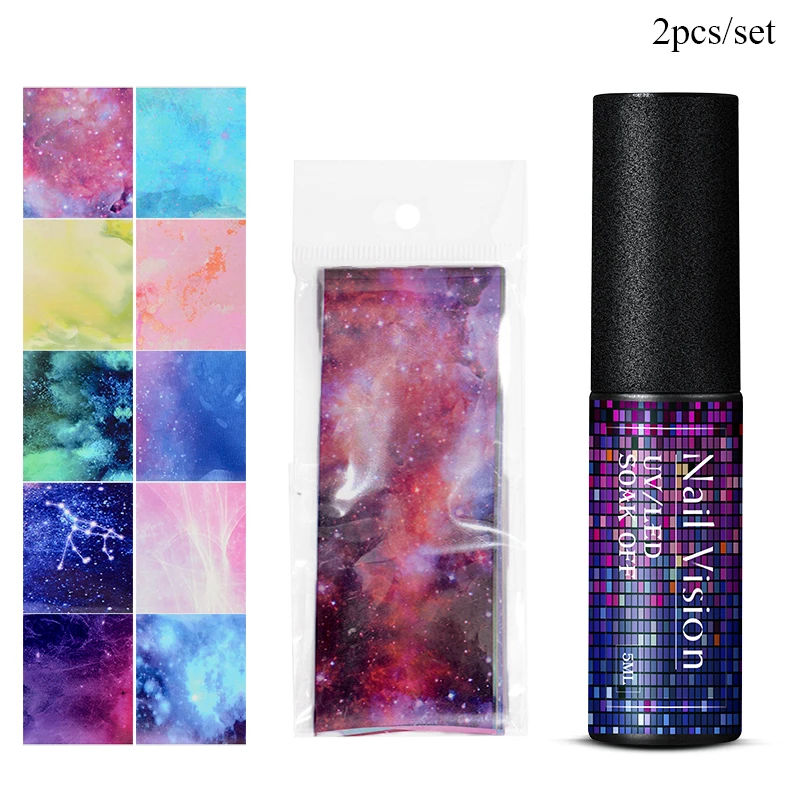 Nail Vision Фольга для ногтей Клей переводной гель-клей Звездный бумажный принт фольга s обертывания Переводные картинки Набор лаков УФ Гель-лак для ногтей лак - Цвет: ZH07004