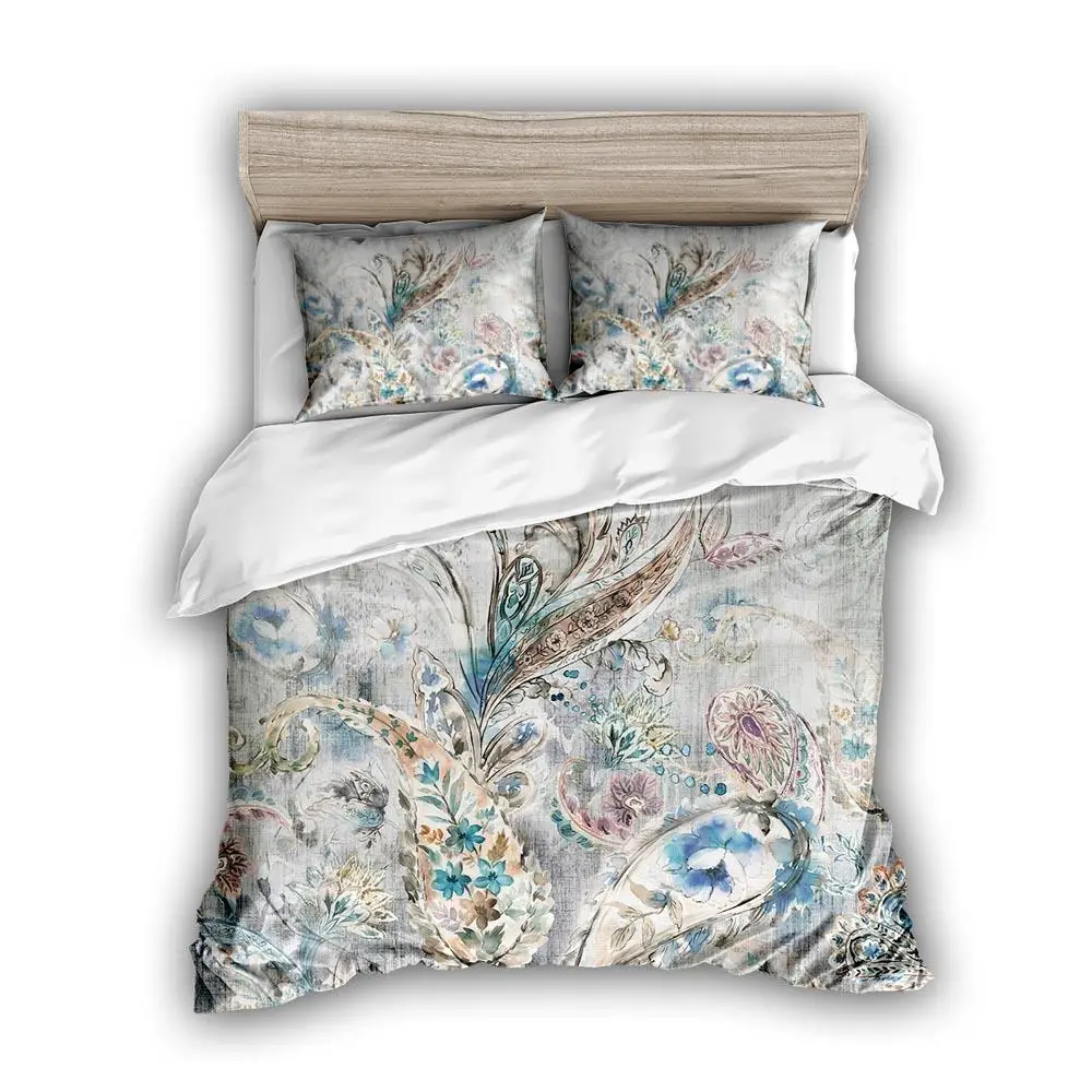 

3D Home Bedding Flower Bedding Set 3pcs Duvet Cover Set Home Decor Pastoral Flat King Size Comforter Set