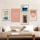 Скандинавский абстрактный синий постер и печать розовый телесный холст картины цитаты настенные картины для гостиной декоративный домашний декор