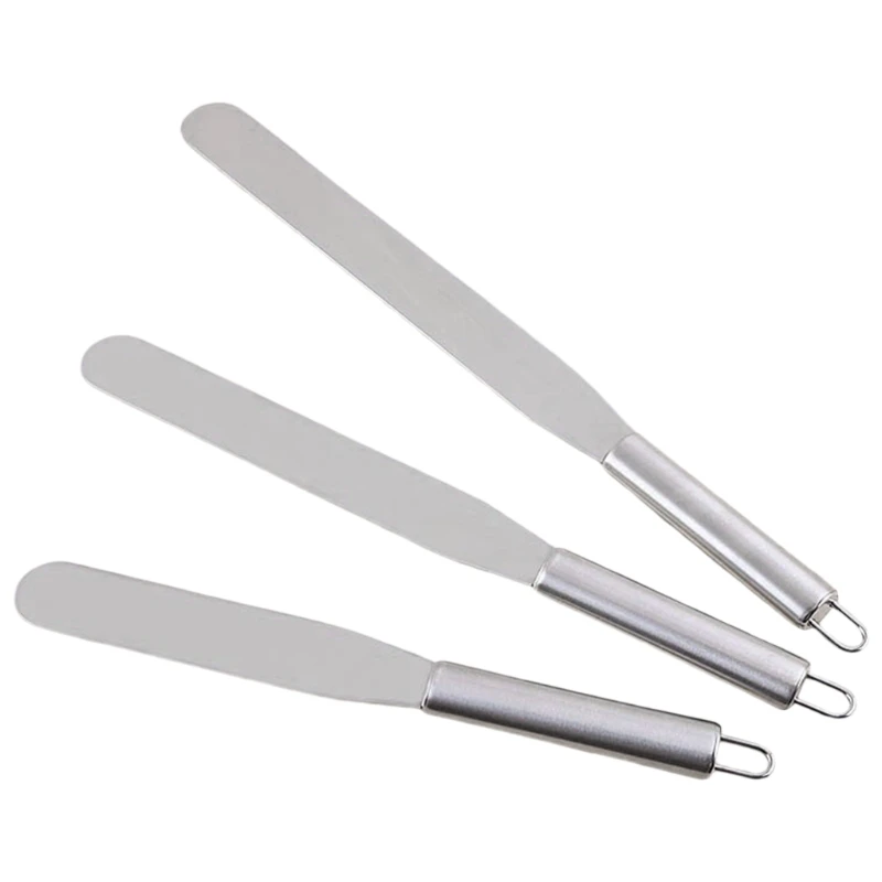 

3 Pcs Stainless Steel Icing Spatula Set 6inch 8inch 10inch Cake Decorating Tool for Baking Smoother Scraper Offset Frost