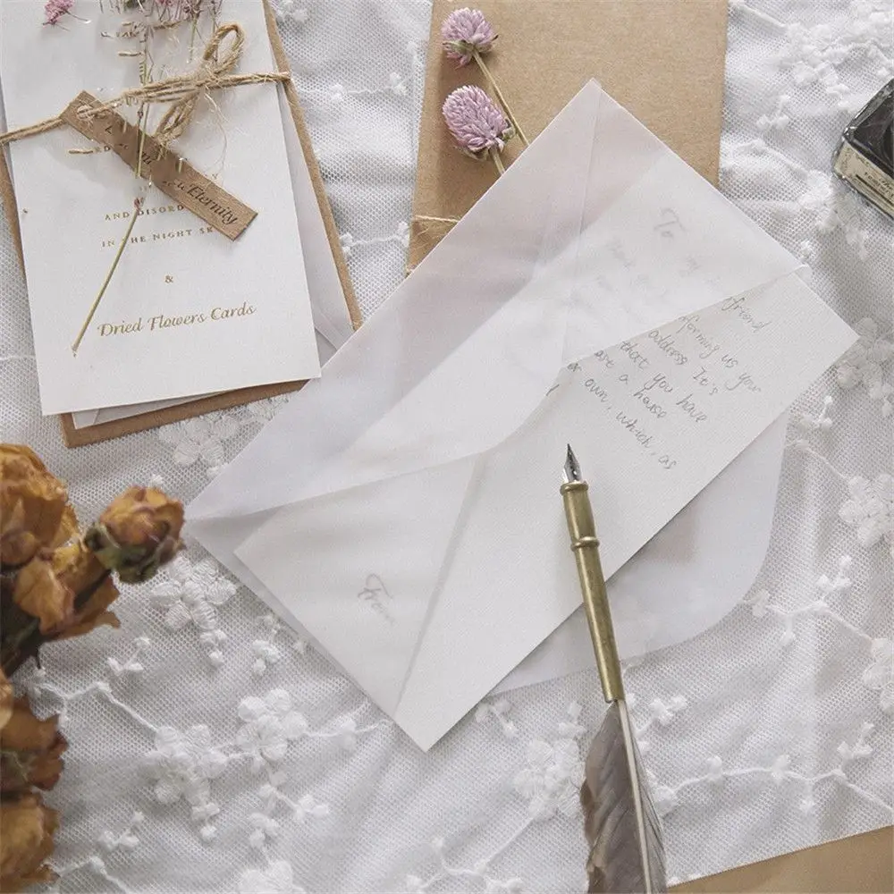 Retro Kraft Paper Invitation Greeting Card with Envelope Dry Flower Handmade Letter DIY Wedding Party Envelopes | Канцтовары для