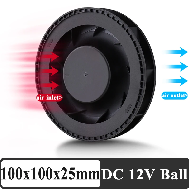 2 шт. Gdstime 100*25 мм вентилятор 100x100x25 мм вентилятор центробежный вентилятор бесщеточный DC 12 В мотор шарикоподшипник автомобильный очиститель воздуха