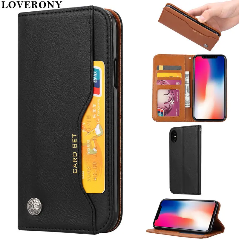 Кожаный Карманный чехол LOVERONY для iPhone 7 8 6 6S Plus XS MAX XR X держатель телефона откидной