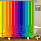 Занавеска для душа с разноцветными радужными полосками, водонепроницаемая, из полиэстера, домашний декор, моющаяся занавеска для ванной s180 * 180 см