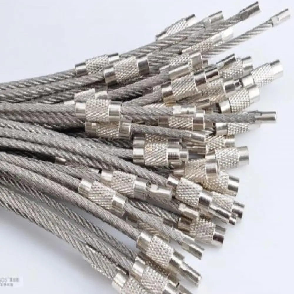 

5 pcs/lot High Quality Stainless Steel Wire Keychain Wire Rope Key Chain Carabiner Cable Key Ring Keyring for Outdoor Hiking